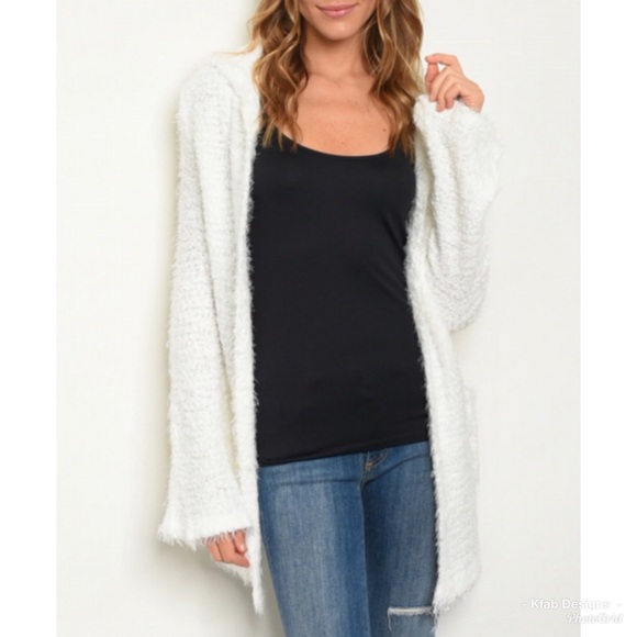 🛍 LAST 1! Fuzzy Popcorn Pocket Cardigan w/Hoodie! - Picture 6 of 6